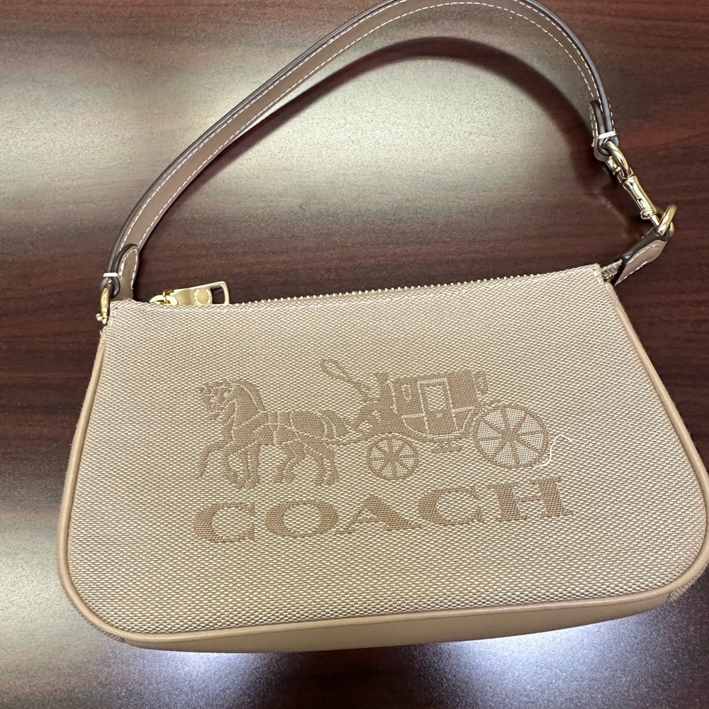 Coach Tan Leather Shoulder Bag with Silver Hardware
